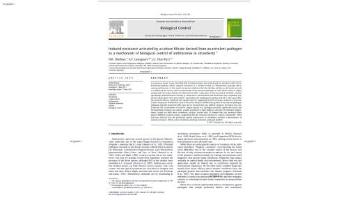 Induced resistance activated by a culture filtrate derived from an avirulent pathogen as a mechanism of biological control of anthracnose in strawberry